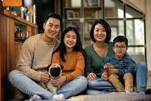Family sitting together.