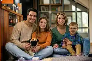 Family sitting together.